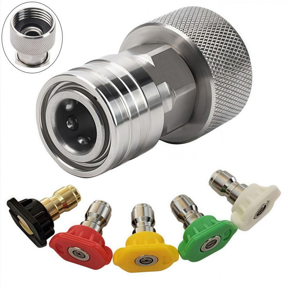 5 Nozzle Garden Hose To Power Washer Adapter Stainless Steel Hose Adapter Kit For Garden Etc