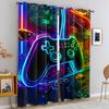 2Pcs Colorful Gamepad Printed Blackout Curtains Suitable For Bedroom Kitchen Dining Room Living Room Study Office Bathroom