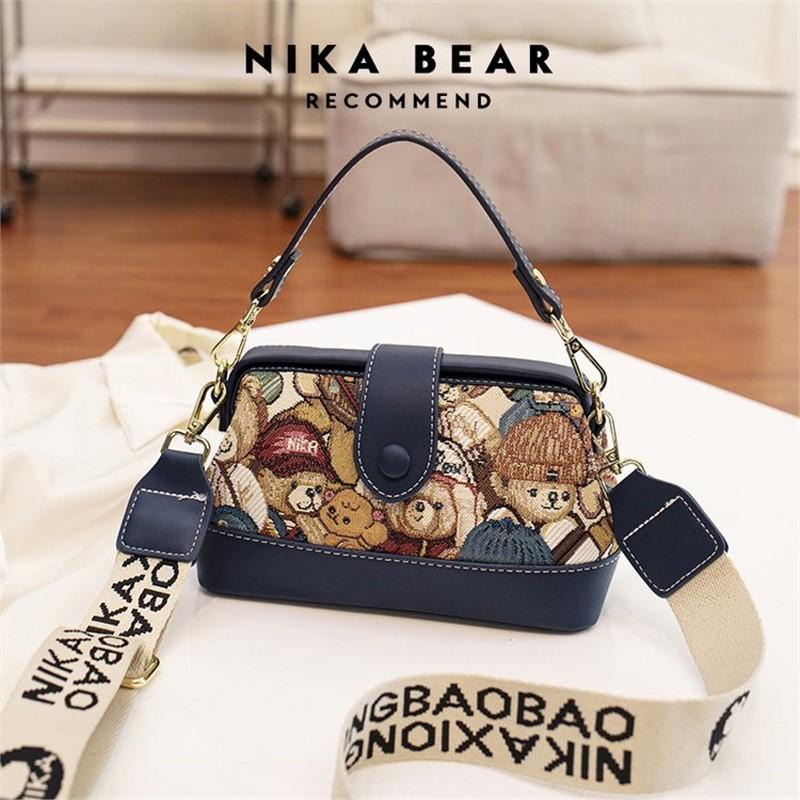 Nieuwe tas met geborduurde beer, modieuze tas voor mobiele telefoon en kleingeld