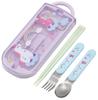 Skater Kids' Lunchbox Trio Set: Chopsticks, Spoon, Fork, Kids Cutlery, Easy-Open Slide-Opening Design, Made In Japan, Little Unicorn Design, Girls'