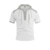 Men's Short Sleeve Hooded T-Shirt, Color Block Side Strap Athletic Tee, Casual Workout Gym Top for Men