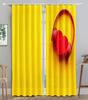 Earphone Music Red Heart Pink WaveBlackout Window Curtain for Living Room Bedroom Bathroom Kicthen Door Cupboard Decor Hooks
