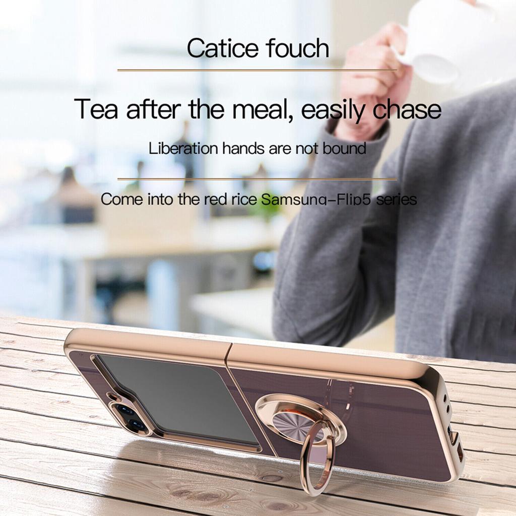 Luksusowa, odporna na wstrząsy obudowa telefonu Samsung Galaxy Z Flip 6 5 4 3 ochronna osłona pierścieniowa stojak uchwyt ultracienka osłona