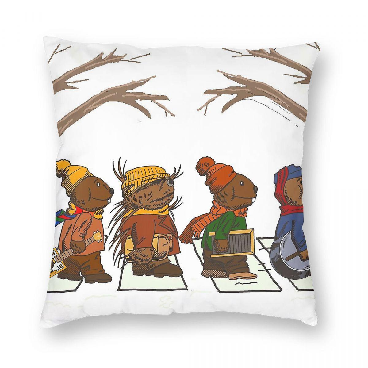 Emmet Otters JugBand Christmas Square Pillowcase Polyester Linen Velvet Printed Zip Throw Pillow Case Room Cushion Cover x 30x30cm