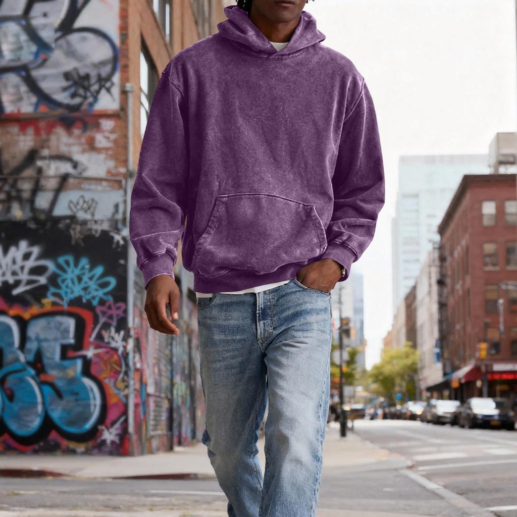 Men Hooded Pullover With Pocket Long Sleeve Fleece Sweatshirt Workout Tops Fall Fashion Hoodie