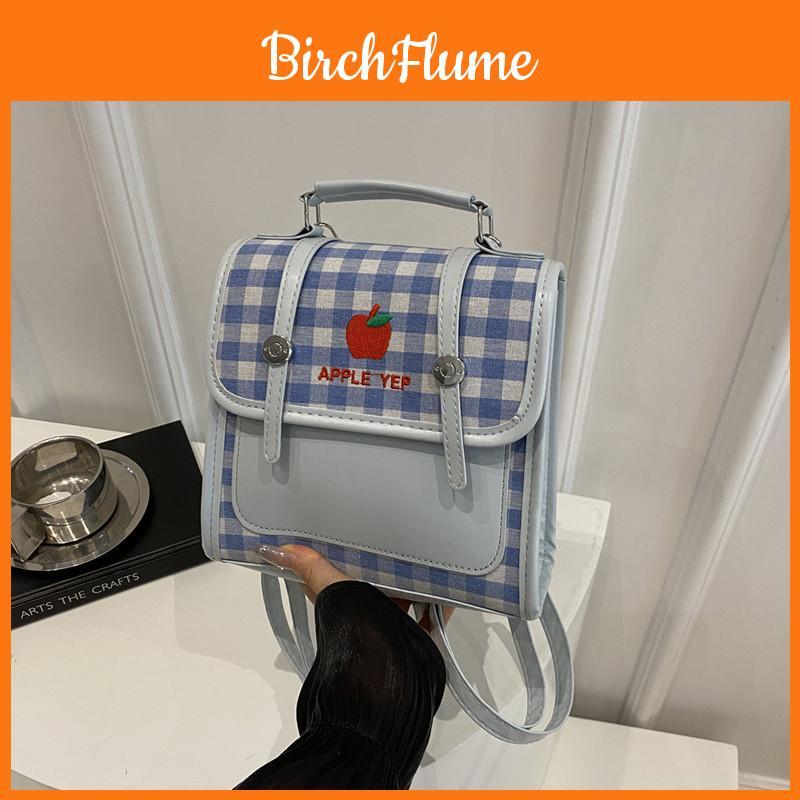Casual Ladies Grid Pattern Pu Backpack With Stitch Detailing For Daily Use