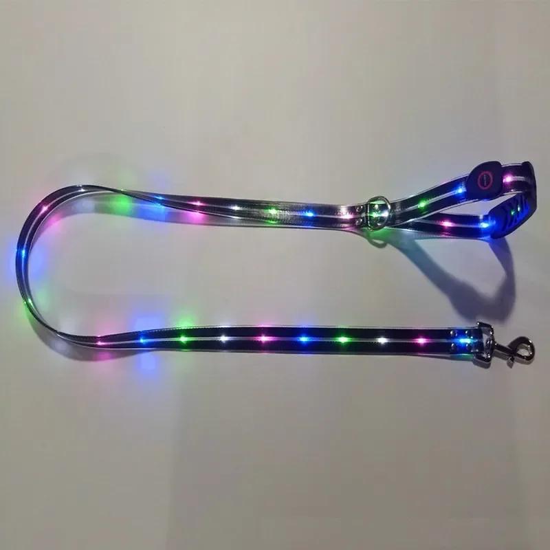 PVC Leuchtendes LED Hunde Halsband & Leine - USB Wiederaufladbares Webband Design Verstellbar Blinkende Haustierausrüstung Um Hunde In Der Dunkelheit Sicher Zu Halten