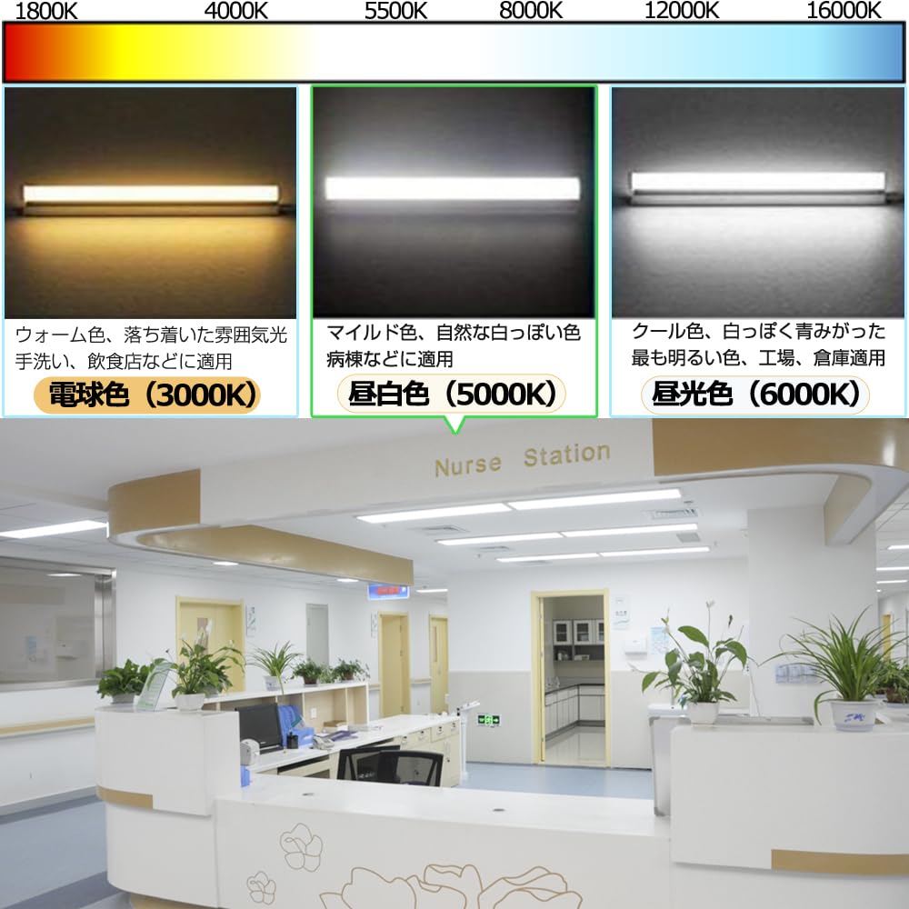 Adjustable Beam Distribution, 40-Watt Straight Tube LED Fluorescent Lamp, Single-Sided Power Supply, 5000K Daylight White, 2700LM High Brightness,