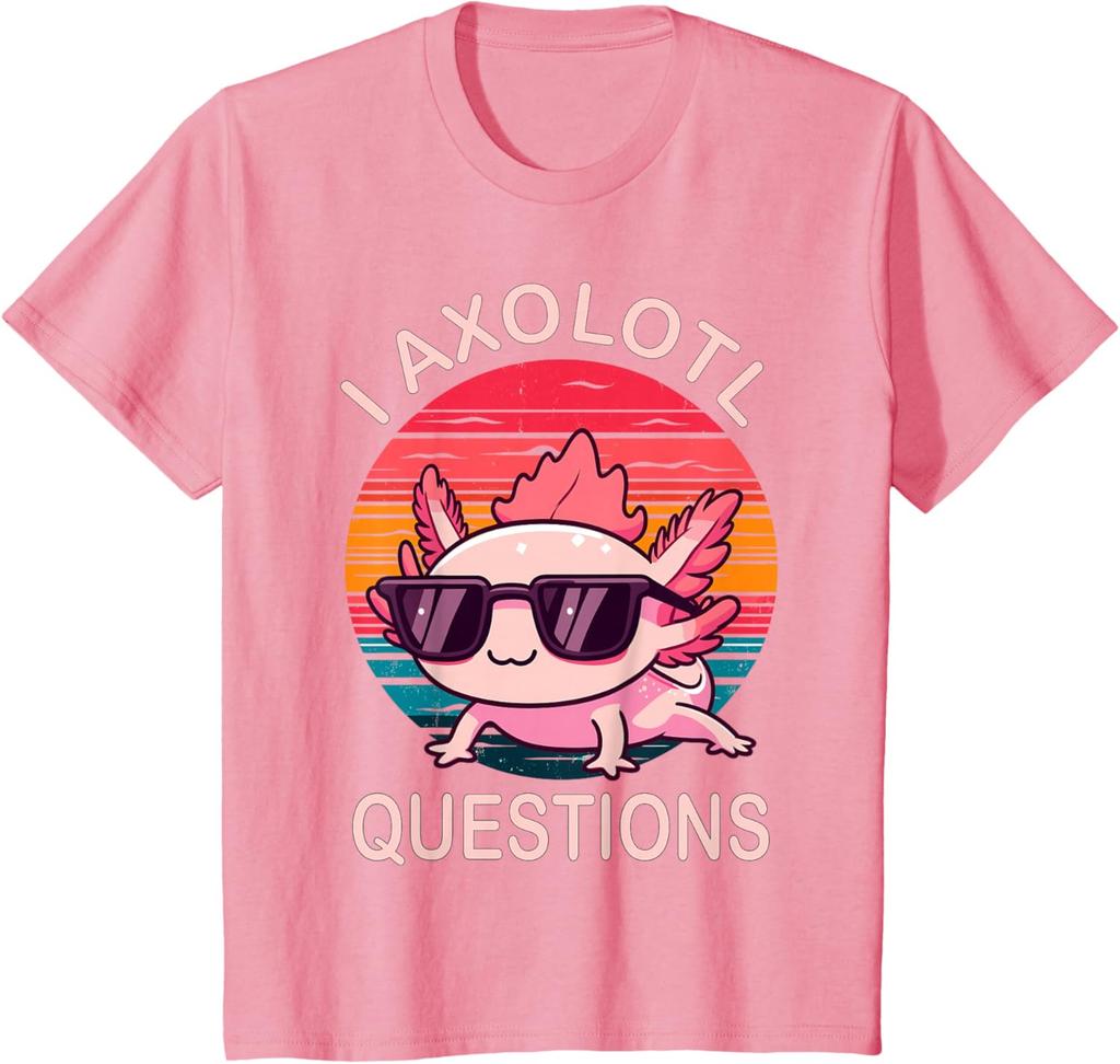 Funny I Axolotl Questions Gifts Axolotl Wearing A Sunglasses T-Shirt Cool Unisex Children’s Wear Cotton Casual Graphic T Shirts