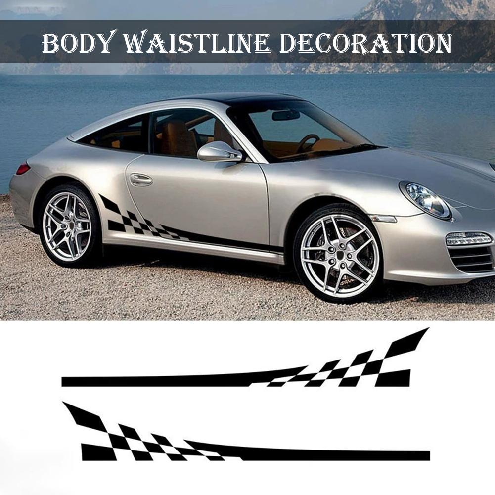Car Checkered Side Stripe Sticker For Mini Cooper R56 R50 R53 R61 F60 F55 F56 F54 F66 F65 J01 J05 Waterproof Door Side Stic G6T9