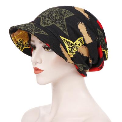 Cappello da donna alla moda, caldo e antivento, con stampa floreale, per tenere al caldo l'inverno, berretto a tesa larga, visiera turbante, cappello da cancro, Turbante mujer