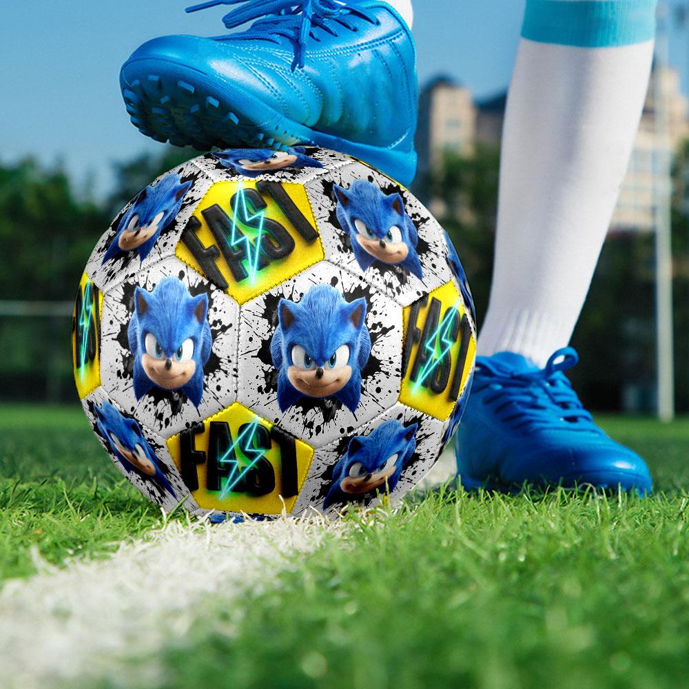 1pc Sonic the Hedgehog Soccer Ball Size 5 Indoor Soccer Ball Fashion Colorful Backyard Game - Great For Sports Fans Gift HE42