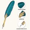 Vintage Feather Pen Set, European Classic Fountain Pen, Antique Peacock Feather Metal Nib Dip Pen