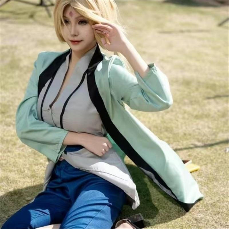 Naruto Shippuden Tsunade Cosplay Uniform, Female Fifth Hokage Konoha Ninja Role Play Costume for Anime Party