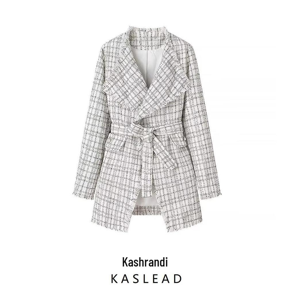 2024 Winter Women's Fashion Houndstooth Mid-Length Coat - European & American Style