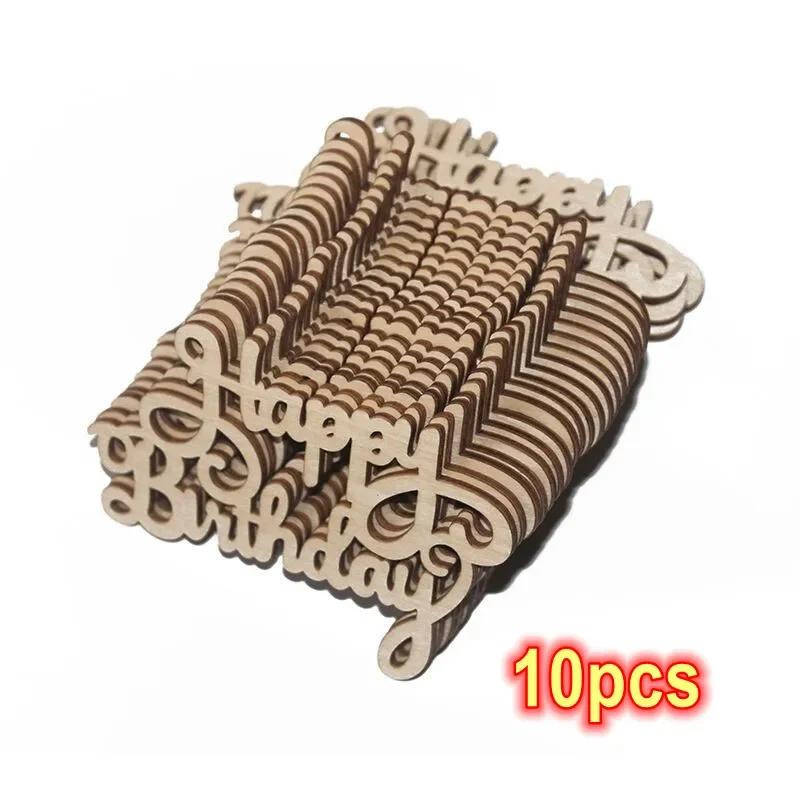 

Happy Birthday Laser Cut Wooden Slice Handcraft Letter Carving Wood Craft Hanging Ornaments Home Party Decoration Madera