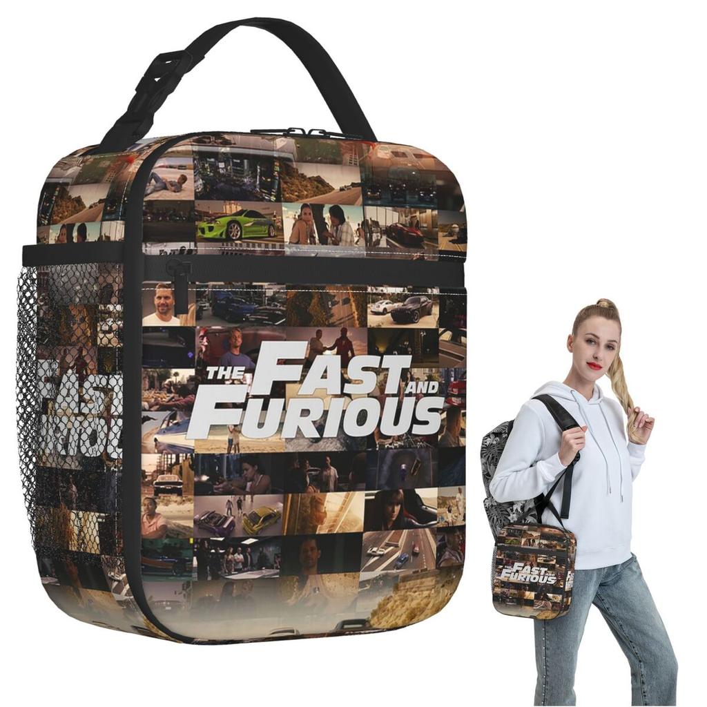 Fast And Furious Legends Tribute Isolierte Lunchtasche für Damen Kinder Tragbare Lebensmittelboxen Thermische Lunchbox Tragetasche