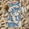 1pc Vintage Sardines Art Design 2D Printed Microfiber Beach Towel, Quick Dry Super Absorbent. Great for Beach, Pool