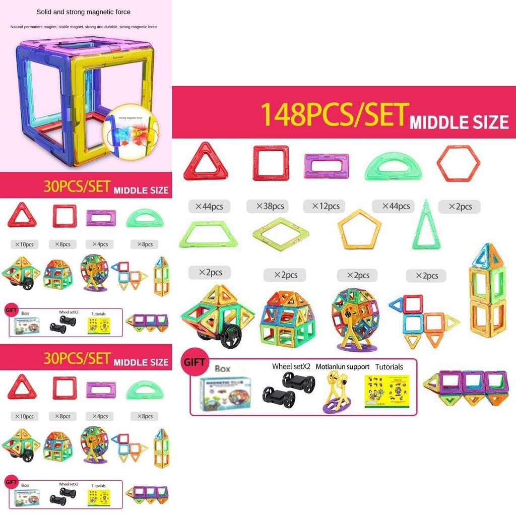 Colorful Magnetic Building Blocks Educational Toy Set For Children With Various Pieces