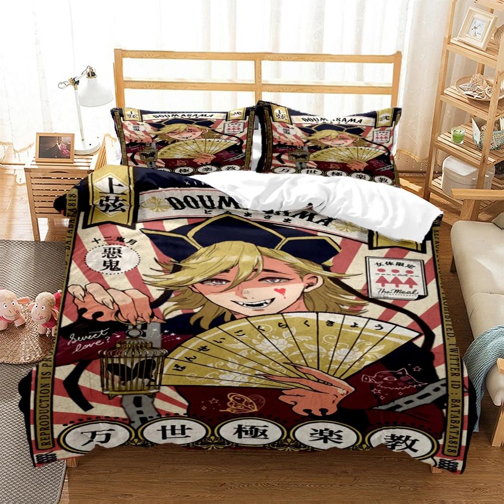 Demon Slayer Cover Digital Print Polyester Bedding Sets Child Kids Covers Boys Bed Linen Set For Teens King Size Bedding Set