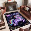 Alfombra de Suelo de Terciopelo de Cristal con Temática de Unicornio, Alfombra Cálida Personalizada con Nombre y Texto, Decoración del Hogar