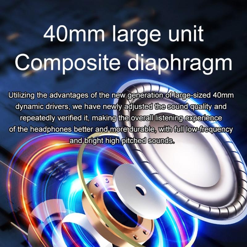 Wireless Headphone Bluetoothcompatible5.3 Earphone with Advanced Noise Cancelling Foldable Headsets  Comfortable