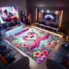 1PC Custom Name Flamingo Heart Love Garden Theme Floor Mat Ideal for Living Room, Game Rooms, Office, Bedroom,Floor Mat Playful Design