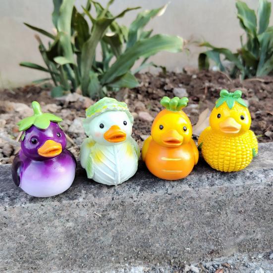 Vegetable Duck Statue Cartoon Corn Carrot Eggplant Cabbage Duck Resin Figurine Home Office Desktop Decoration Ornament