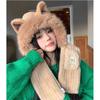 Hat Scarf Integrated Hat Women Caps Warm Casual Winter Cute Plush Furry Plus Scarf Two-piece Set Plush Hats
