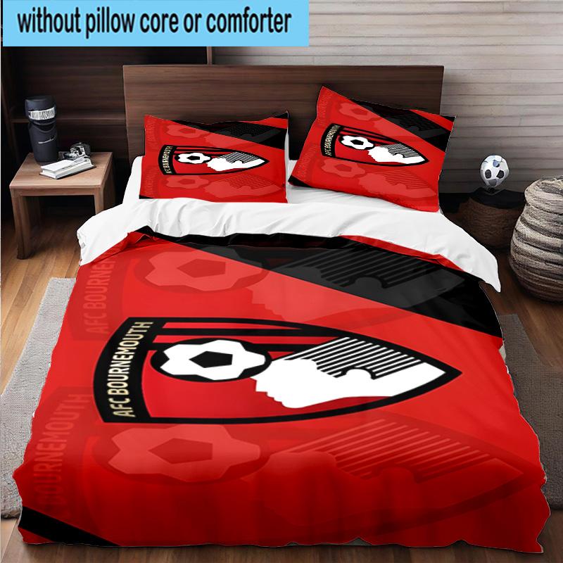 Set Biancheria da Letto Stampato con Stemma AFC Bournemouth 3 Pezzi Copripiumino Chiusura Include 1 Copripiumino e 2 Federe Set Biancheria da Letto Decorazioni per la Casa Regali
