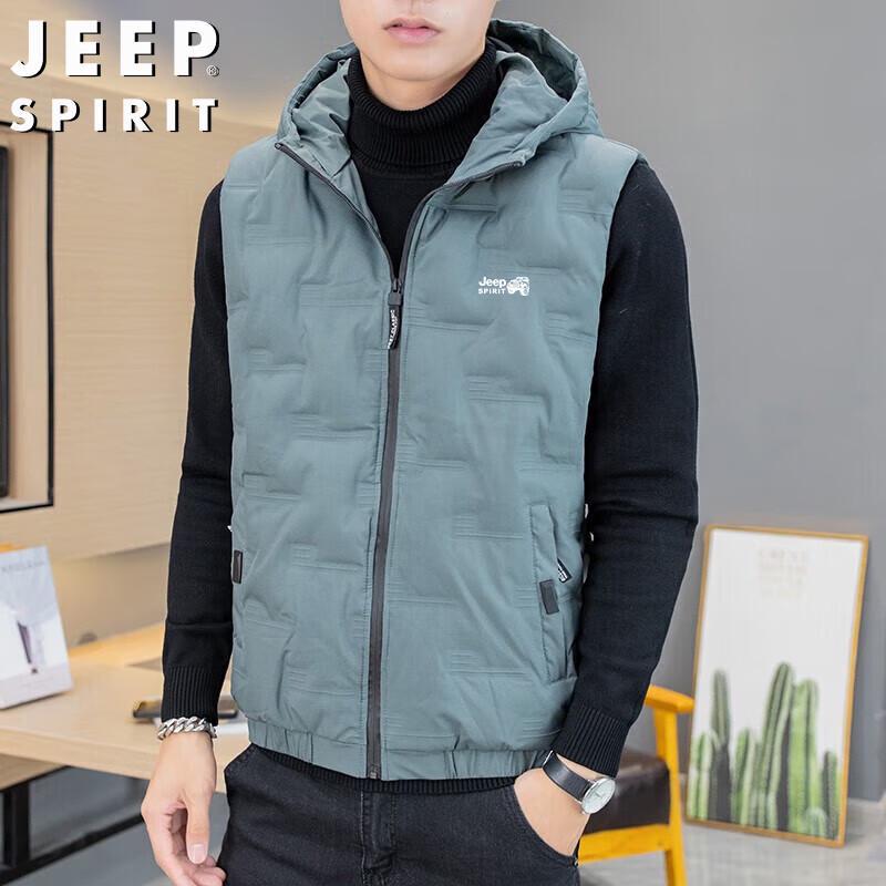 

JEEP SPIRIT Men s Casual Winter Hooded Down Vest XL