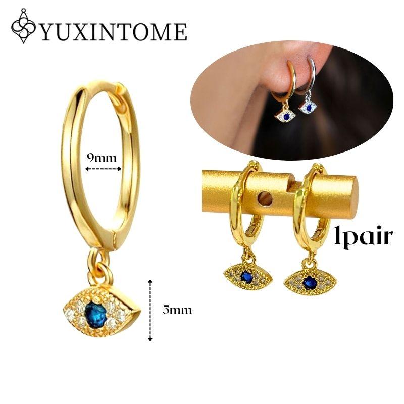 YUXINTOME 925 Silver Ear Needle Zircon Hoop gold Earrings For Women Square Plate Pendant Cutout Heart Earrings Fashion Jewelry