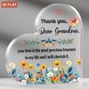 2D Flat Grandma Birthday Gift Floral Themed Acrylic Heart-Shaped Plaque Birthday Christmas Gifts for Grandma Inspirational Thoughtful Grandma Gifts Fr