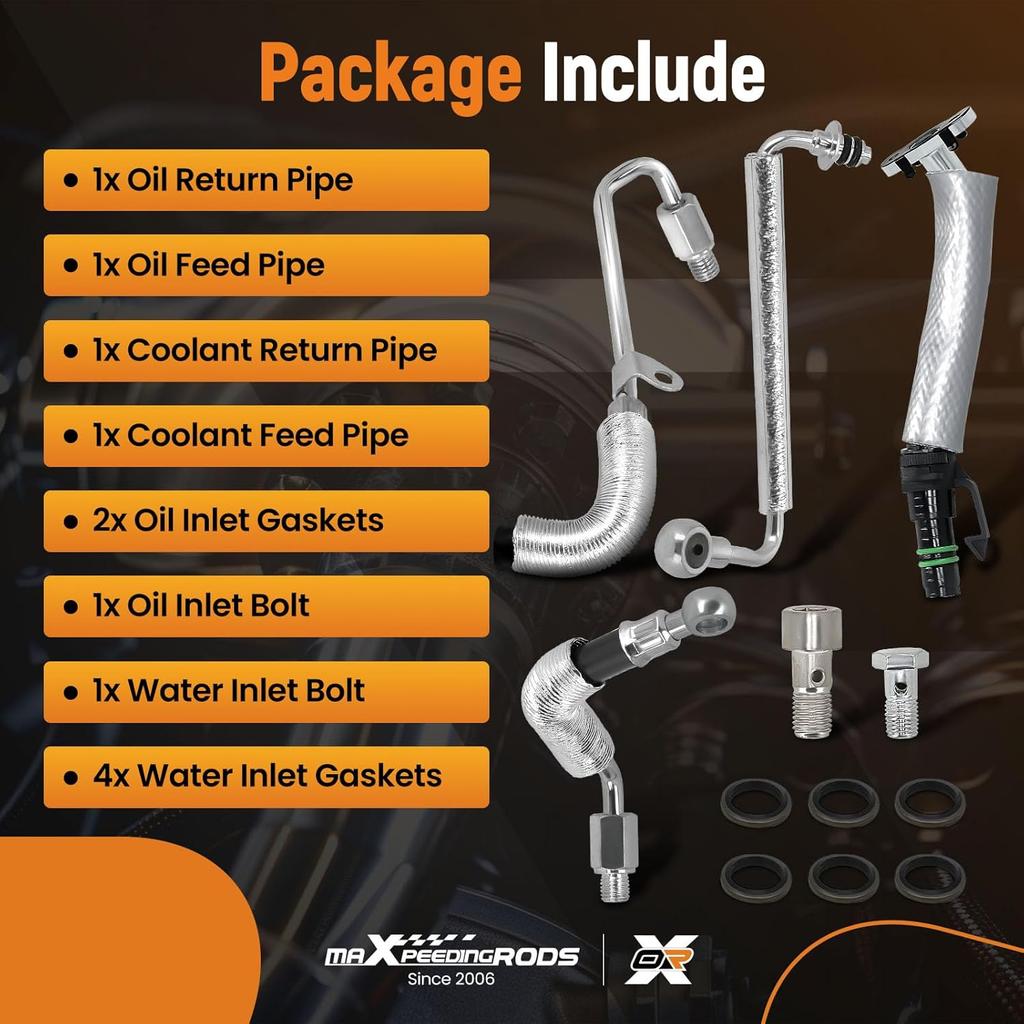 maXpeedingrods Turbocharger Oil Return Drain & Oil Feed Pipe & Coolant Pipe Kit for Chevy Cruze 2011-2016, for Buick Encore 2013-2019, Trax