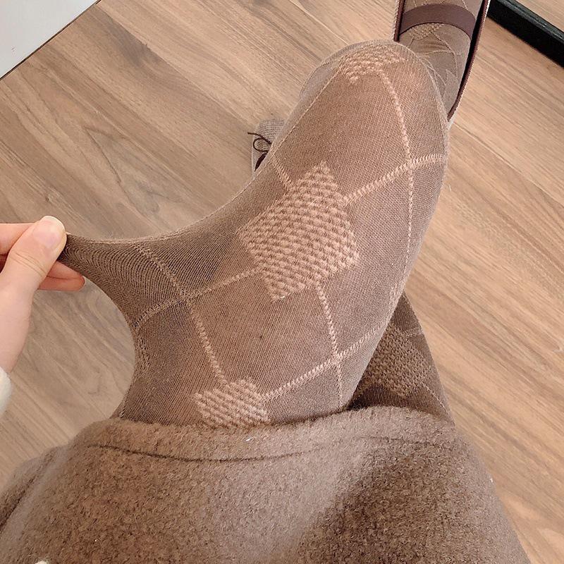 Meias Brancas de Espessura Média para Outono/Inverno & Collants de Bolinhas Cinza Fumo, Leggings Branco Leite Forradas em Algodão