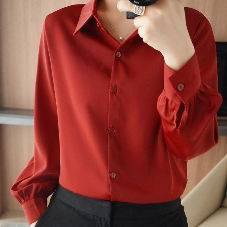 Luxury Long-sleeved Silk Blouse for Women Top for Layering or Dressing Up