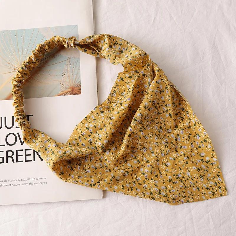 Bohemia Women Bandana Hair Scarf Summer Vintage Printted Chiffon Head Scarf Elastic Hair Bands Headwear Turban Femme