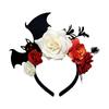 Halloween Black Bat Hair Bands With Rose Decor Halloween Party Hair Accessories Gothic Cosplay Hair Hoops Costume Masquerade