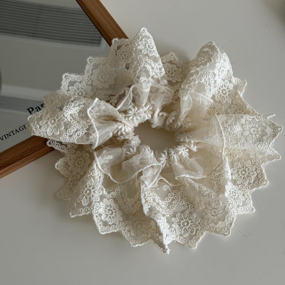 

Модная белая кружевная повязка на голову большого размера с тяжелой вышивкой, простая высокоэластичная резинка для волос, аксессуары для волос Headbands