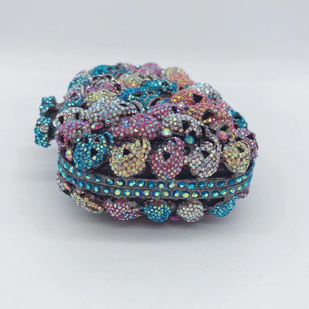 WHTUOHENG Skull Shape White Crystal Black Purse For Party Prom Handbags Luxury Mini Diamond Dinner Clutches Desgin Cocktail Bags
