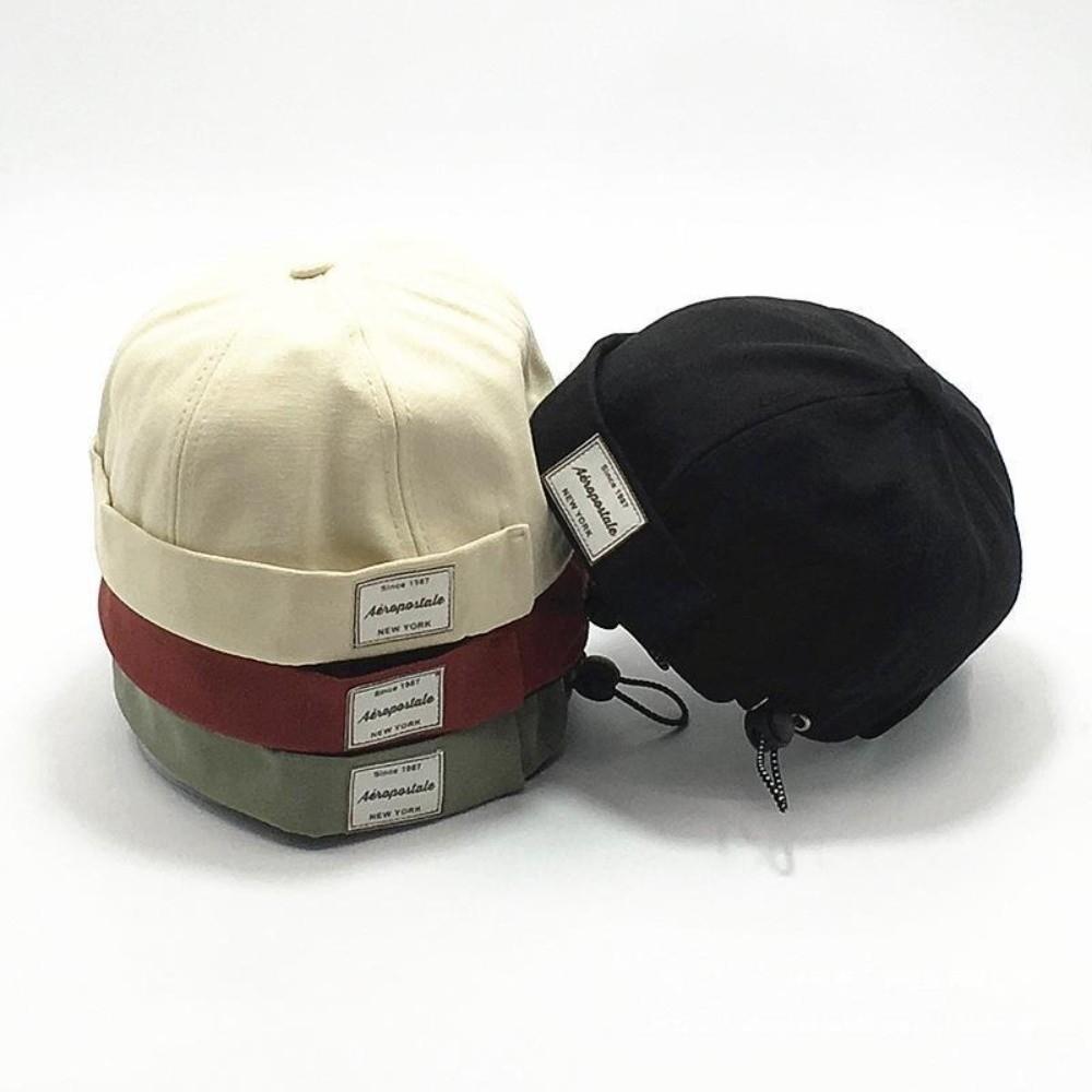 Unisex Cotton Melon Skin Hat Adjustable Hip Hop Docker Cap Brimless Solid Color Landlord Cap Outdoor