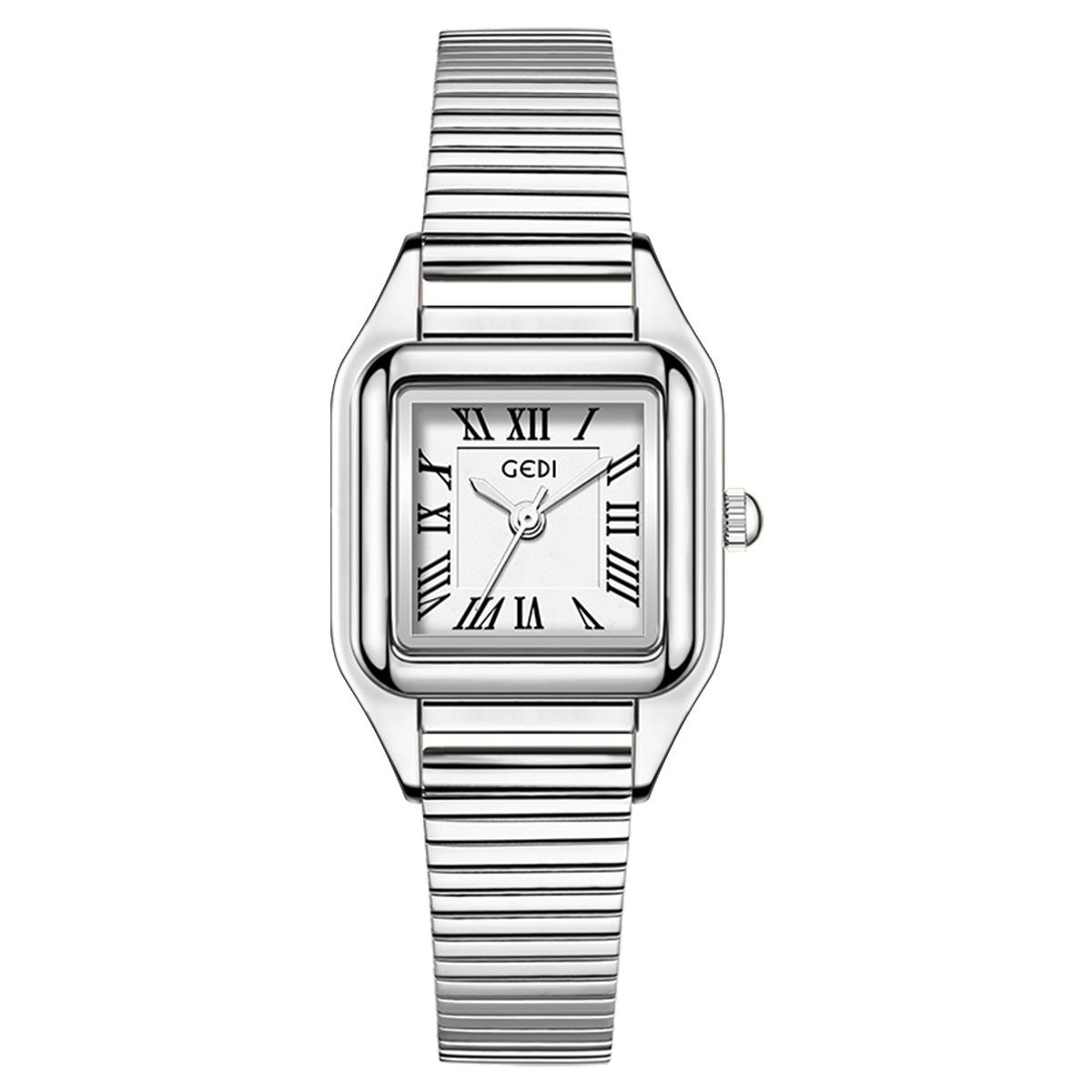 Small Exquisite Steel Belt Watch, Retro Light Luxury Niche High-Value Square Women S Quartz Watch