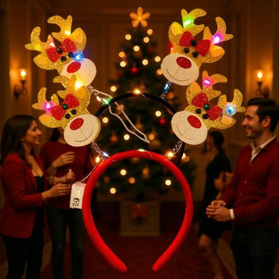 Vánoční svítící čelenka Elk Ozdoba vánočního stromku Party laskominy Narozeniny Festival Oslava Pokrývka hlavy Navidad Vlasový doplněk
