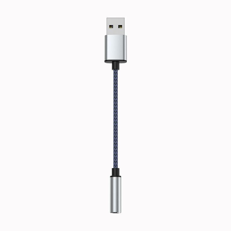 MH290 12cm USB Male to 3.5mm Female AUX Adapter Braided Cable HiFi Sound Card Converter