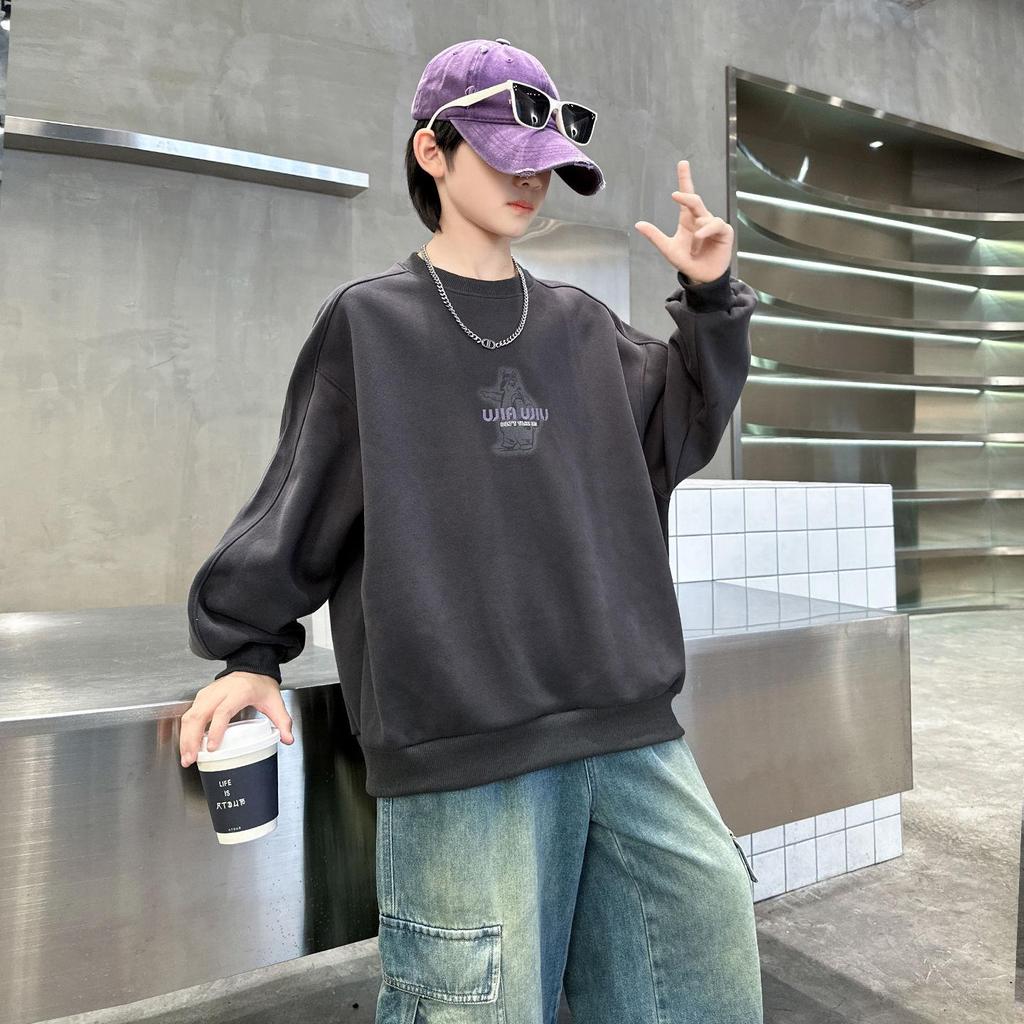Boys' 2025 Trendy Loose-Fit Sweatshirt - Spring/Autumn "Bad Boy" Style