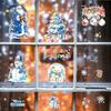 Festliche Fensteraufkleber für Winterfeiertage mit Schneeflocken-, Weihnachtsmann- und Weihnachtsbaum-Design