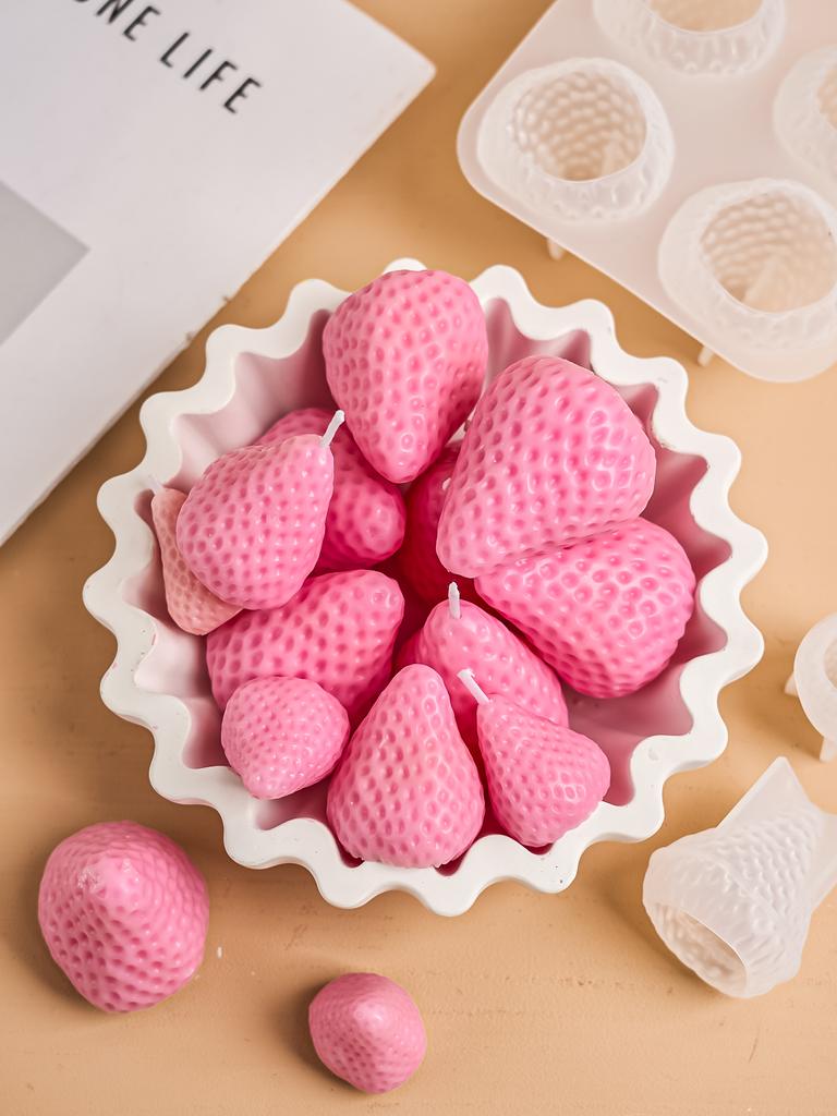 3D Tatlı Çilek Kokulu Mum Silikon Kalıp El Yapımı Sabun Doğum Günü Hediyeleri Kendin Yap Reçine Alçı Çikolata Parti Dekorasyonu Kalıpları