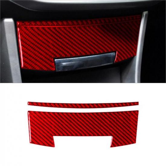 2Pcs For Honda Accord 2013-2017 Red Carbon Fiber Central Storage Box Cover Trim