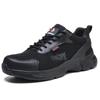 Men's Summer Breathable Mesh Safety Shoes with Plastic Toe Cap Anti Slip Industrial Work Sneakers Black