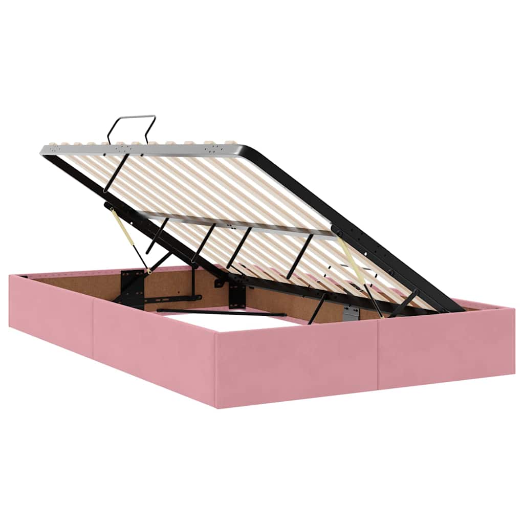 Storage Bed with Mattress Pink 120 x 200 cm Velvet